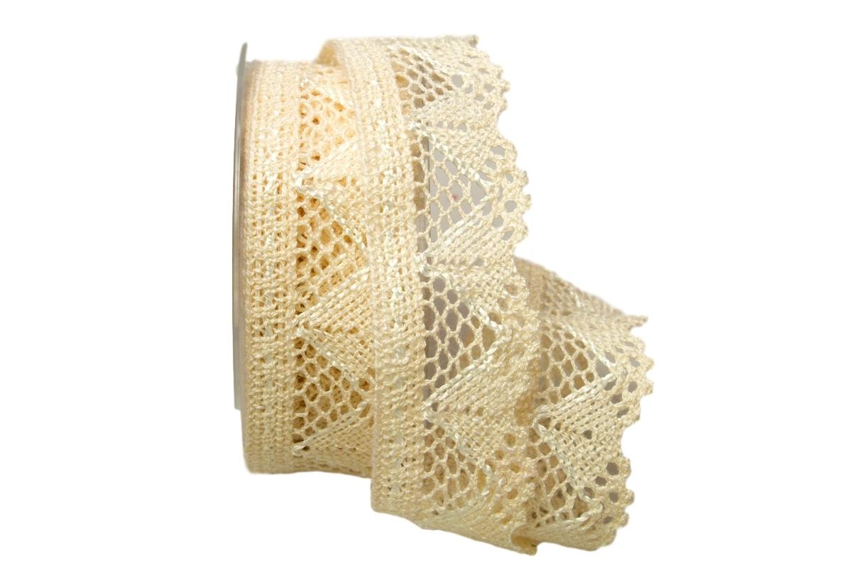 Dekoband Spitze 40mm creme ohne Draht