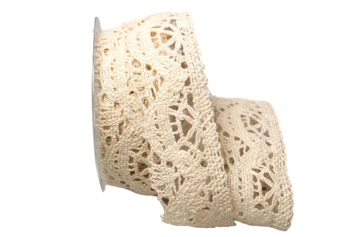 Dekoband Spitze 40mm creme ohne Draht