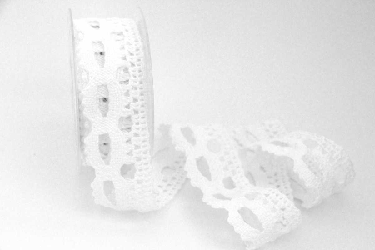 Dekoband Spitze 40mm weiß ohne Draht