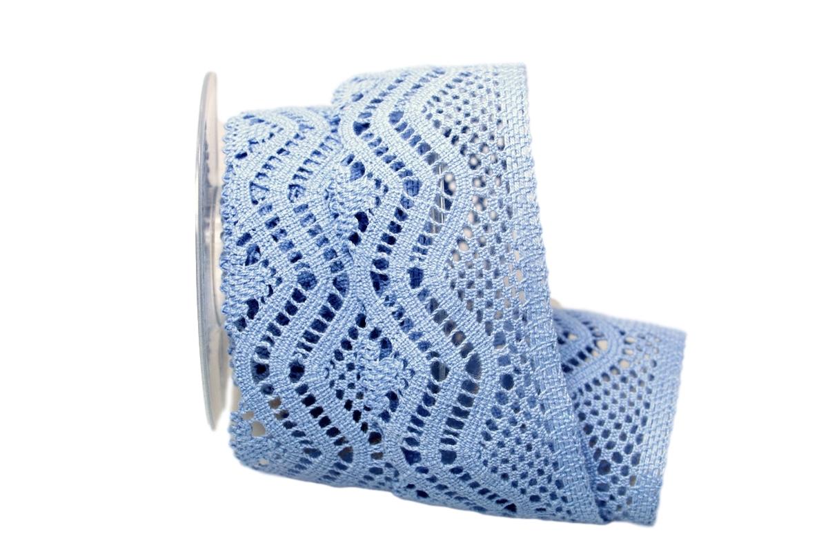 Dekoband Spitze 65mm blau hell ohne Draht