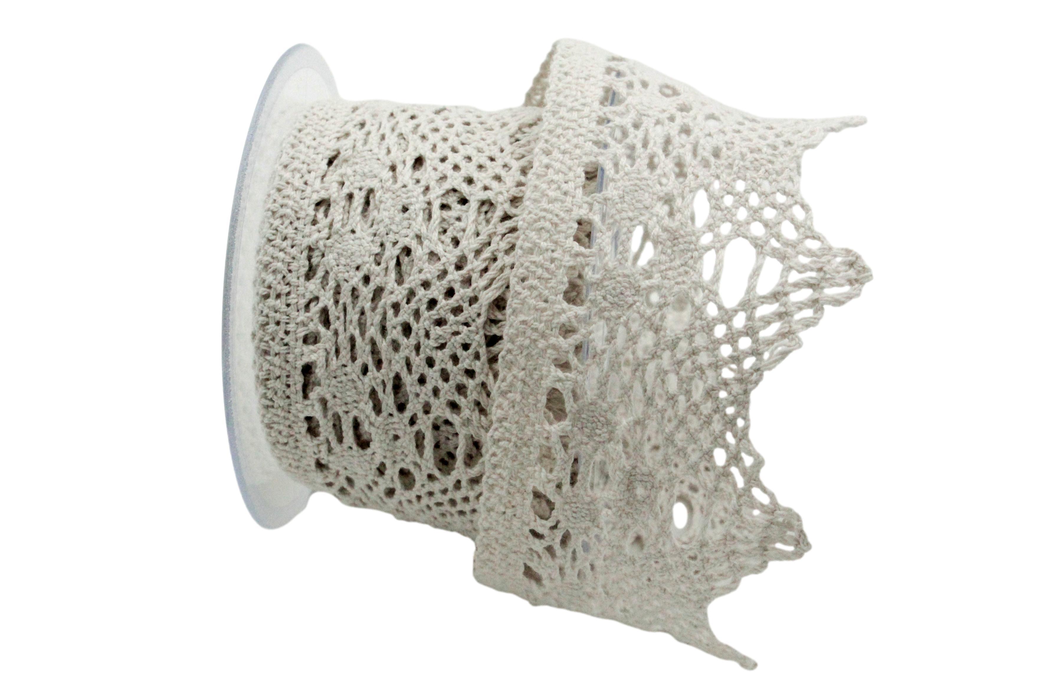 Dekoband Spitze grauweiß ca. 70mm ohne Draht