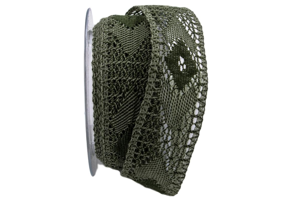 Dekoband Spitze grün 40mm ohne Draht
