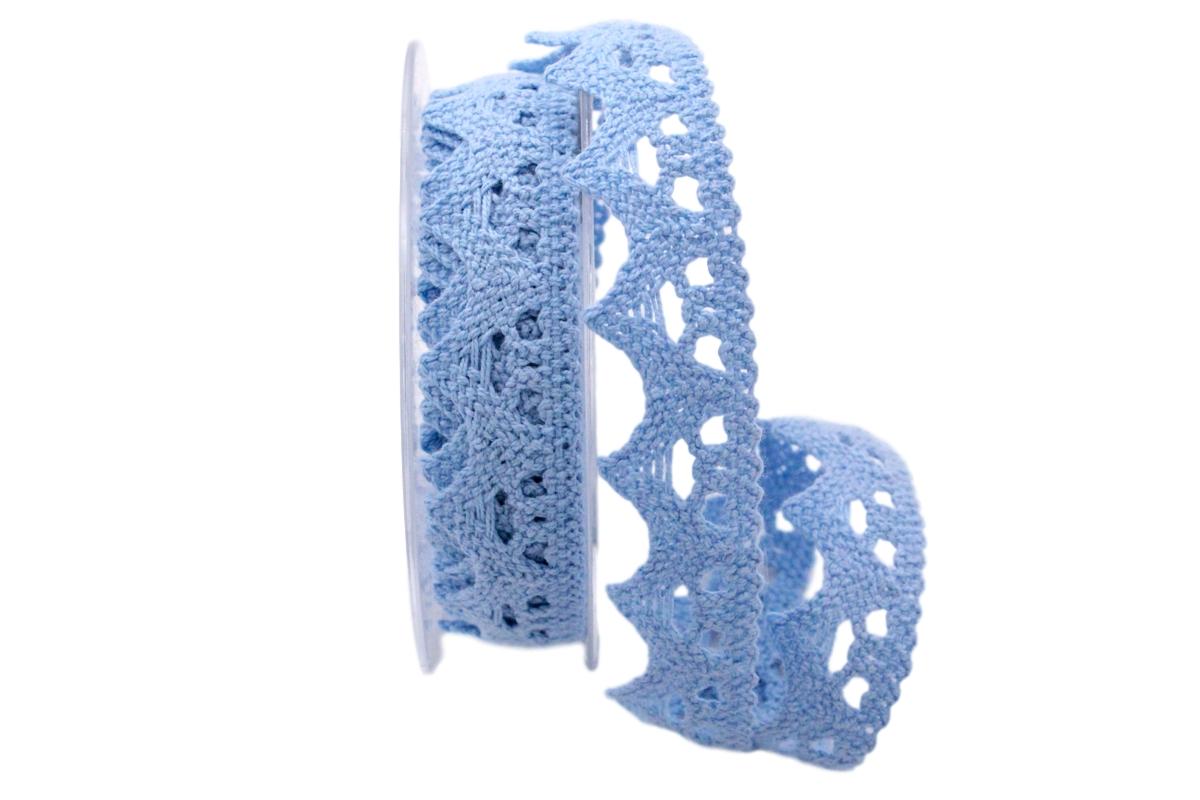 Dekoband Spitze hellblau 25mm ohne Draht