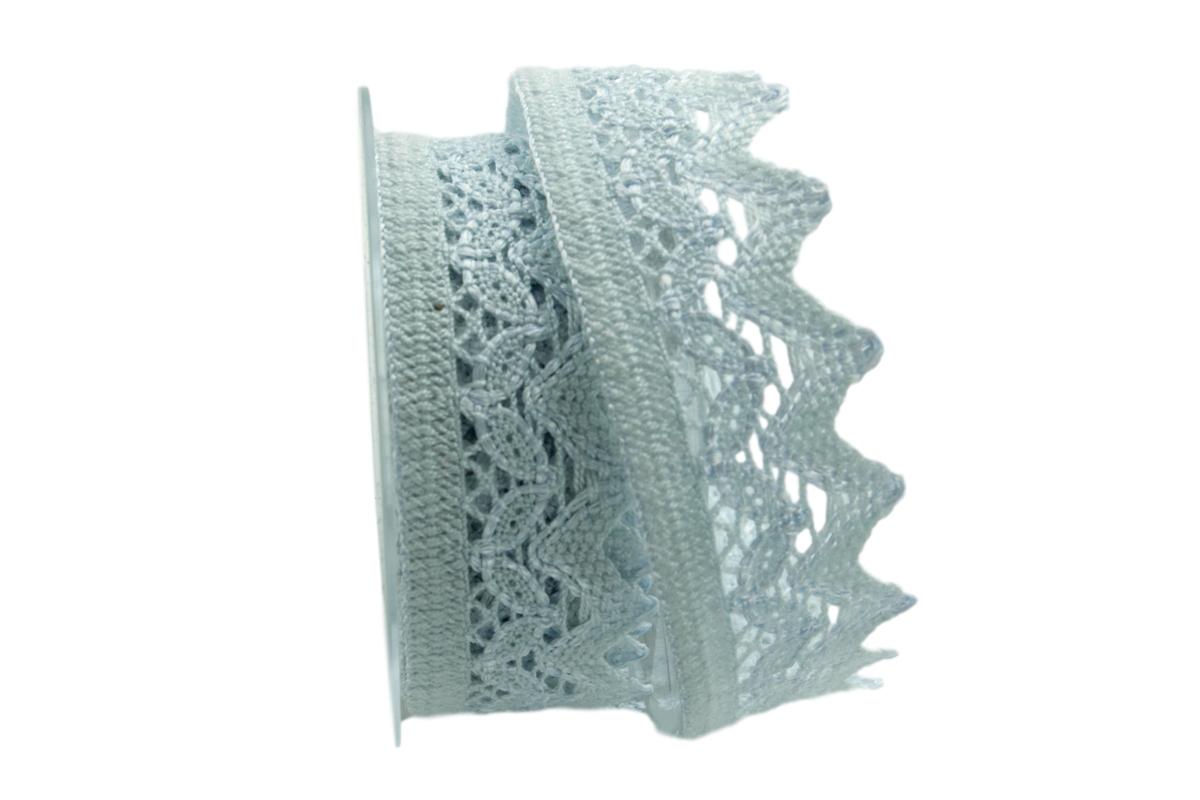 Dekoband Spitze hellblau 40mm ohne Draht