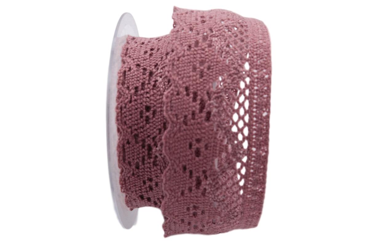 Dekoband Spitze pink  / altrosa 40mm ohne Draht