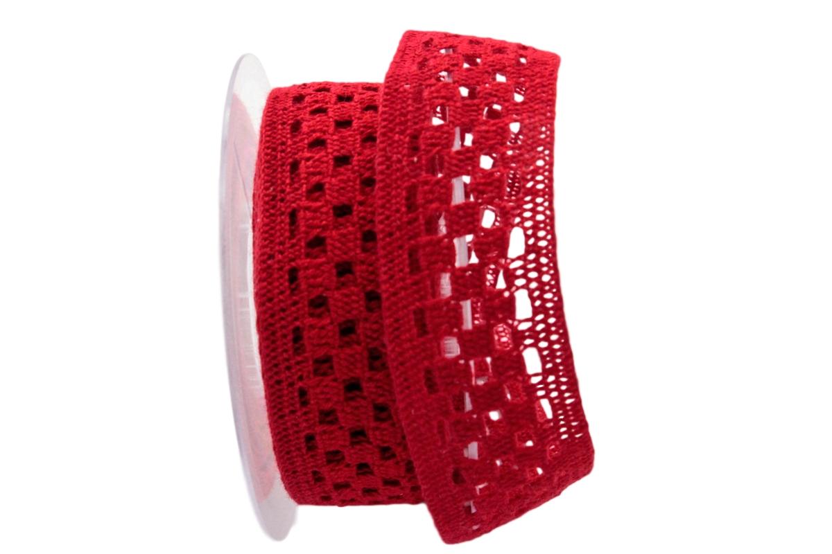 Dekoband Spitze rot ca. 35mm ohne Draht