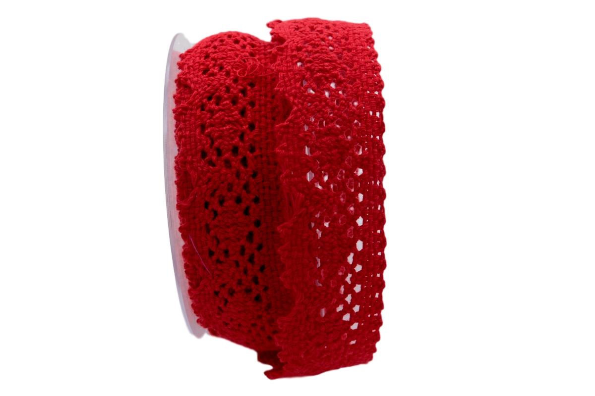 Dekoband Spitze rot ca.35 mm ohne Draht