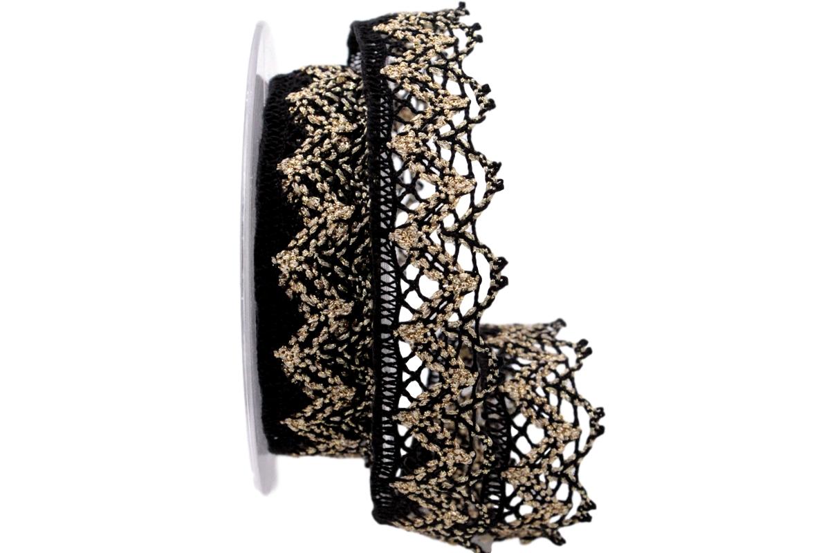 Dekoband Spitze schwarz 25mm ohne Draht