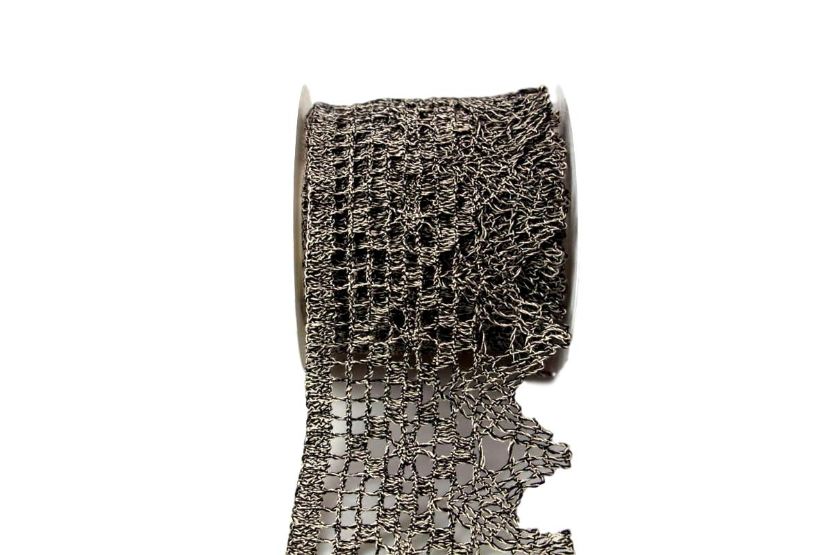 Dekoband Spitze schwarz mamoriert ca. 105mm ohne Draht