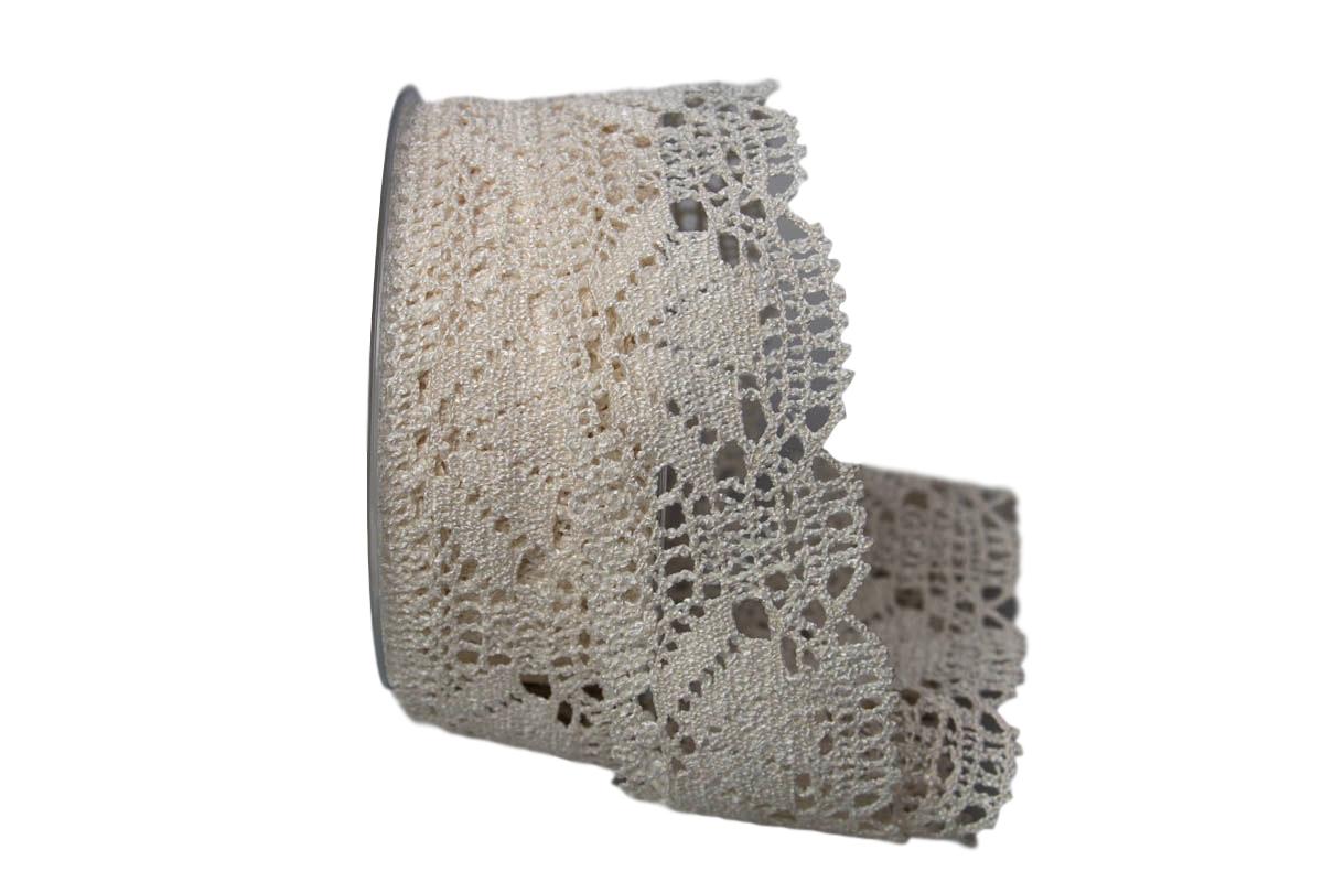 Dekoband Spitze wollweiß 40mm ohne Draht