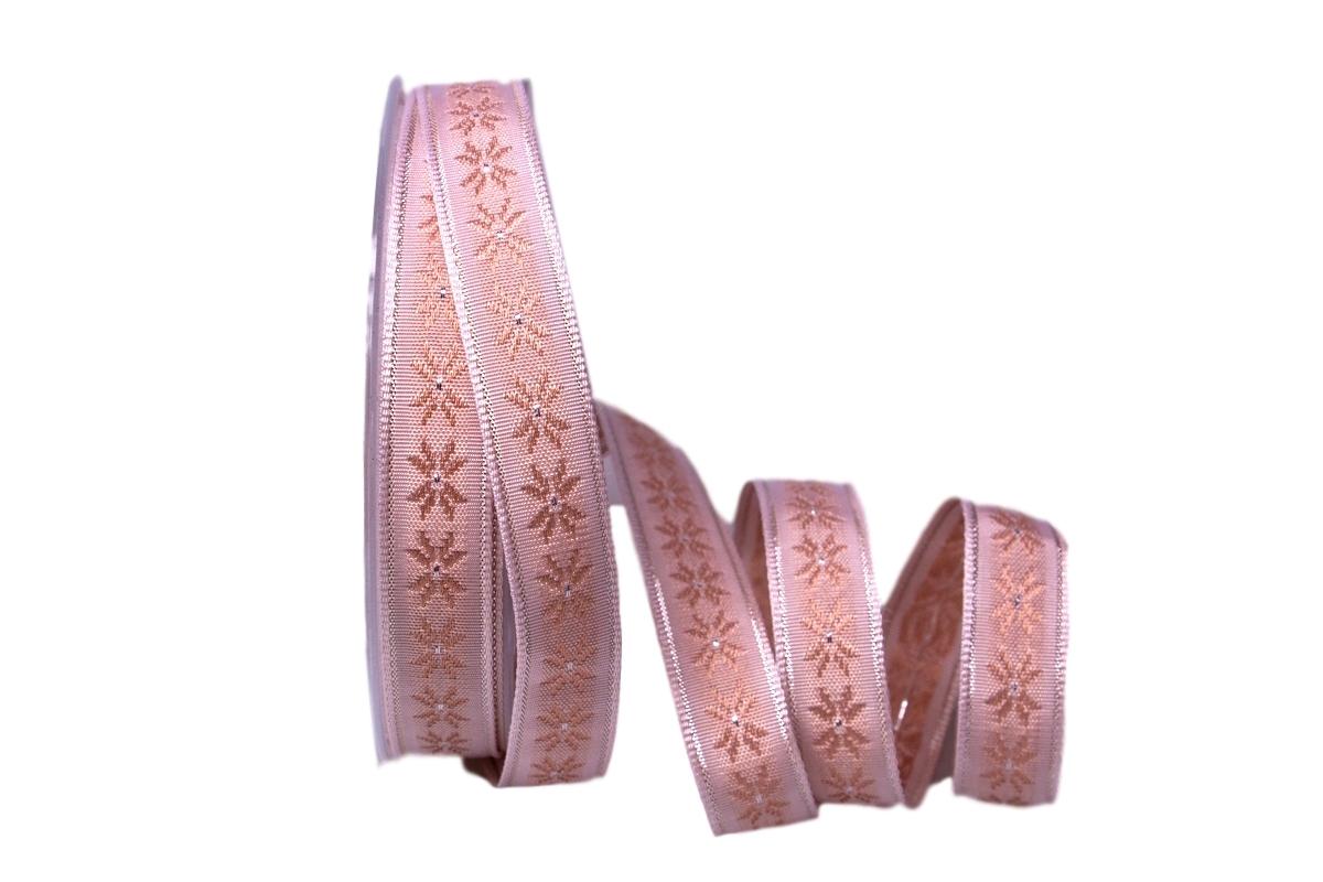 Dekoband Traditional rosa 15mm ohne Draht