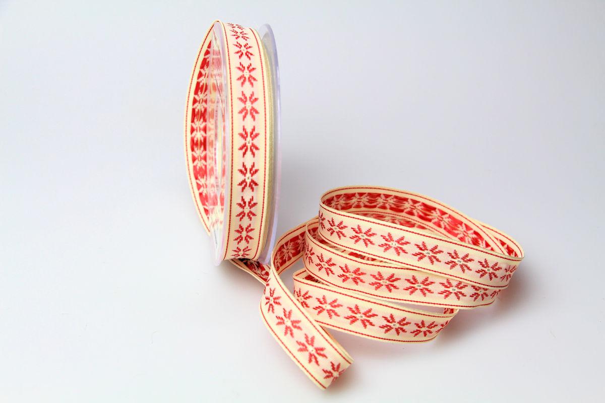 Dekoband Traditional rot 15mm ohne Draht