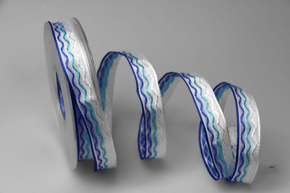 Dekoband Waves blau 15mm mit Draht