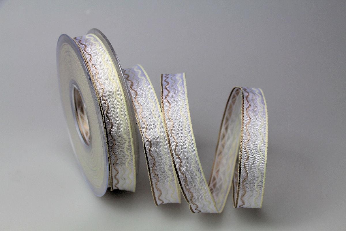 Dekoband Waves creme 15mm mit Draht