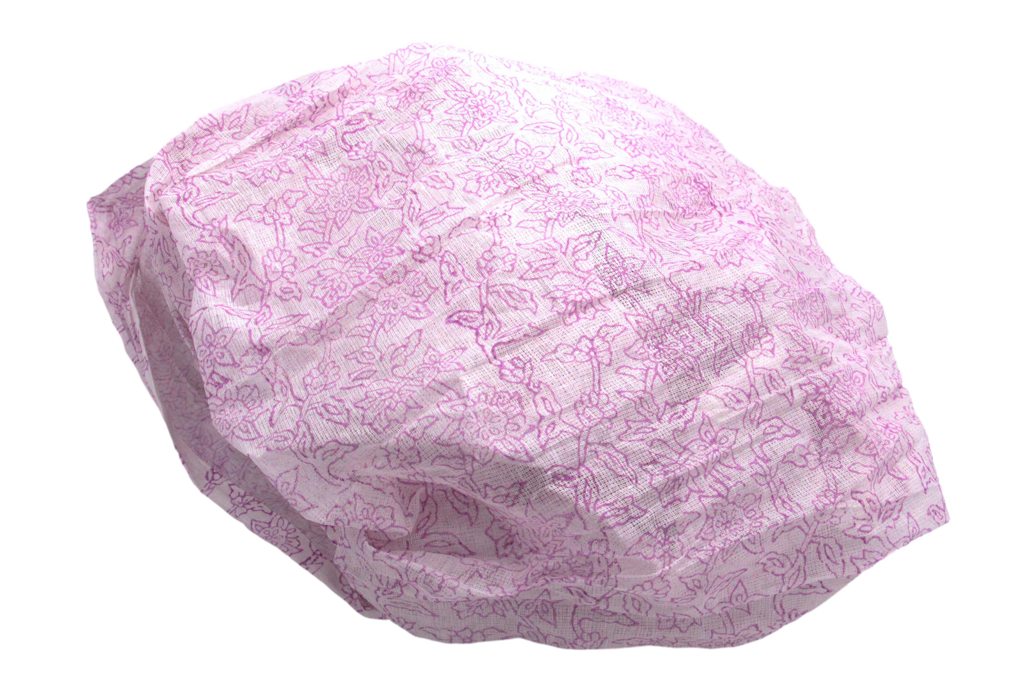 Dekostoff Crinkle weiß / flieder Blumendruck 2m