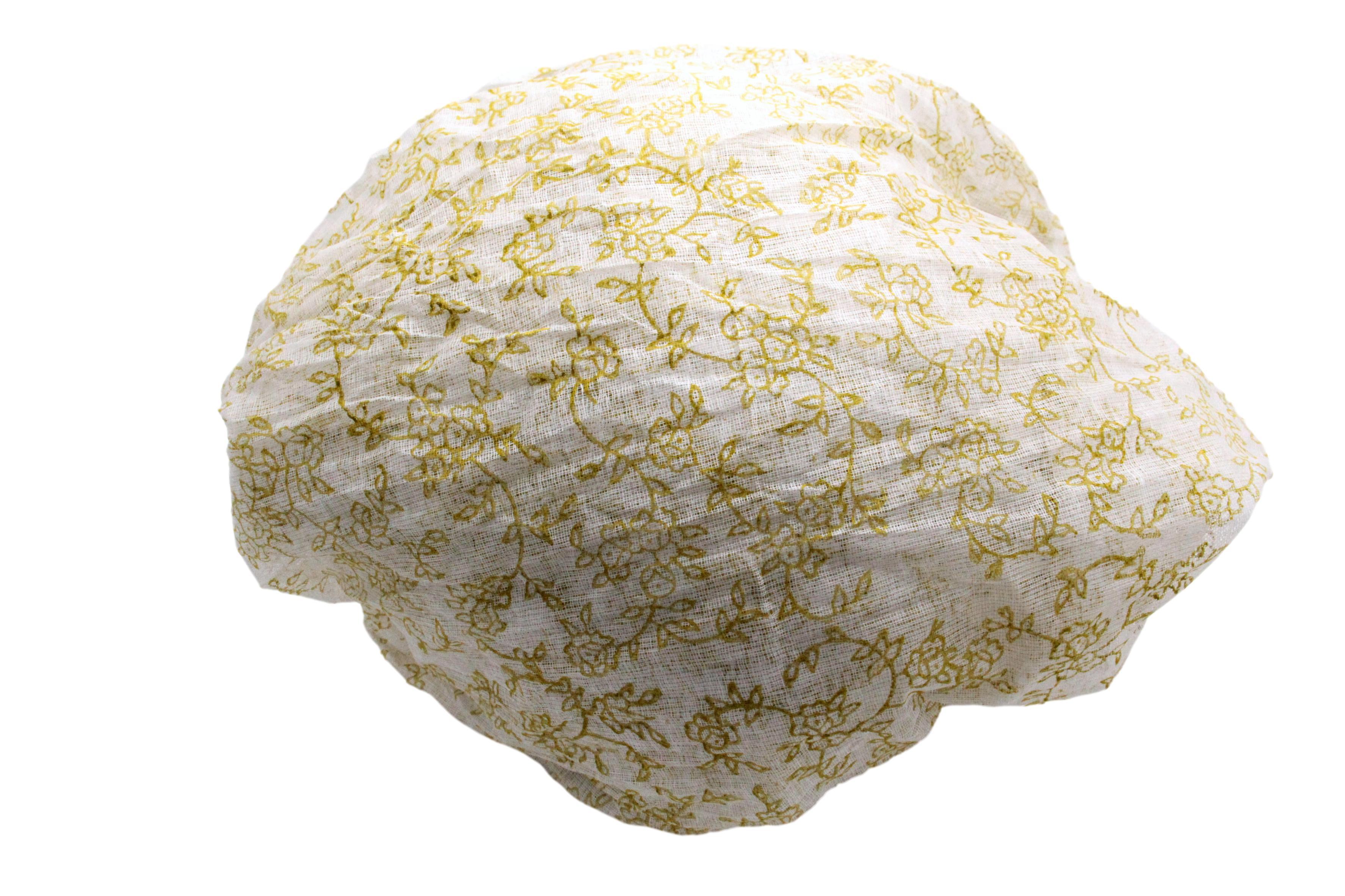 Dekostoff Crinkle wollweiß /olive Blumendruck 2m