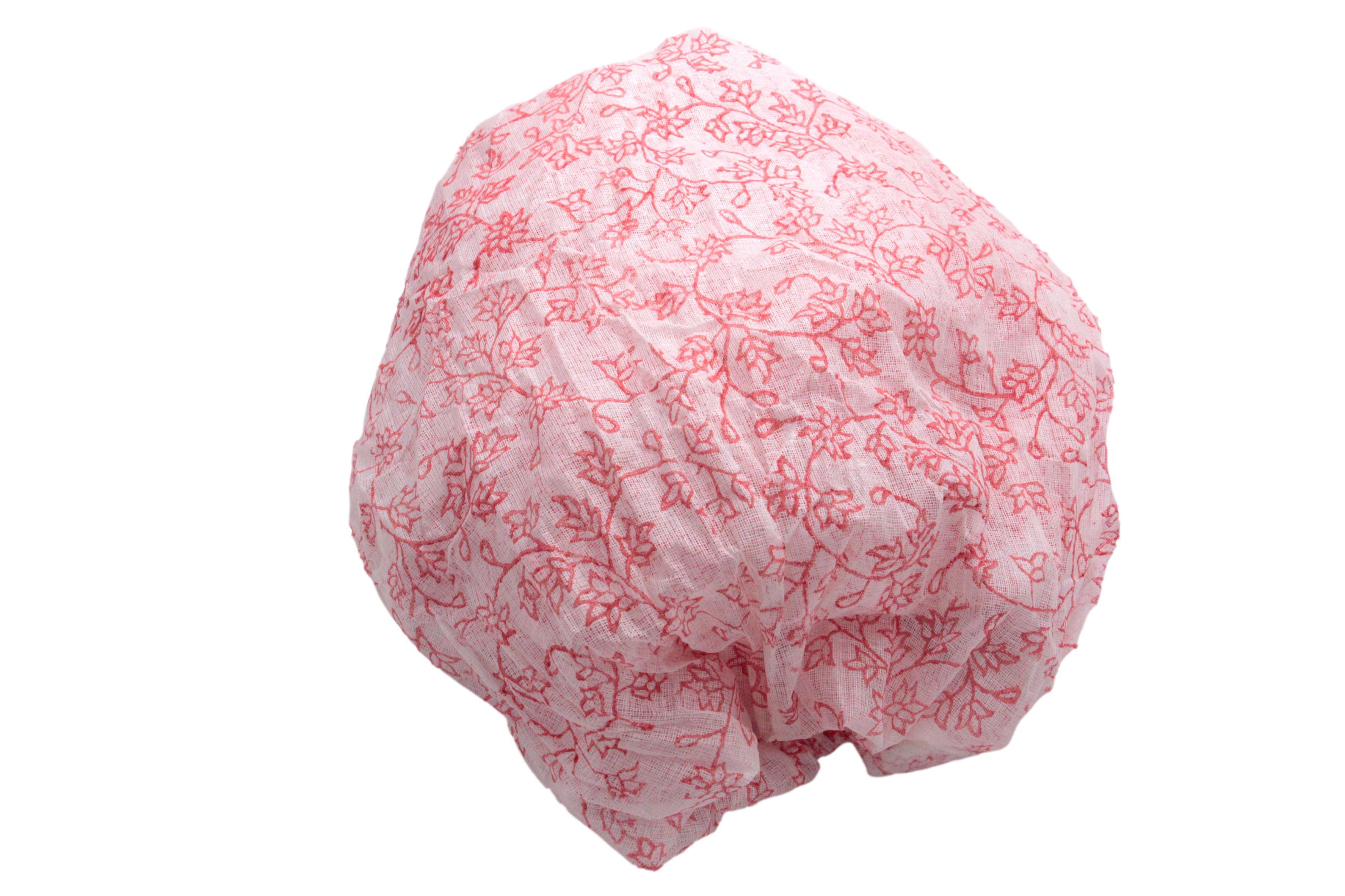 Dekostoff Crinkle wollweiß / rot  Blumendruck 2m