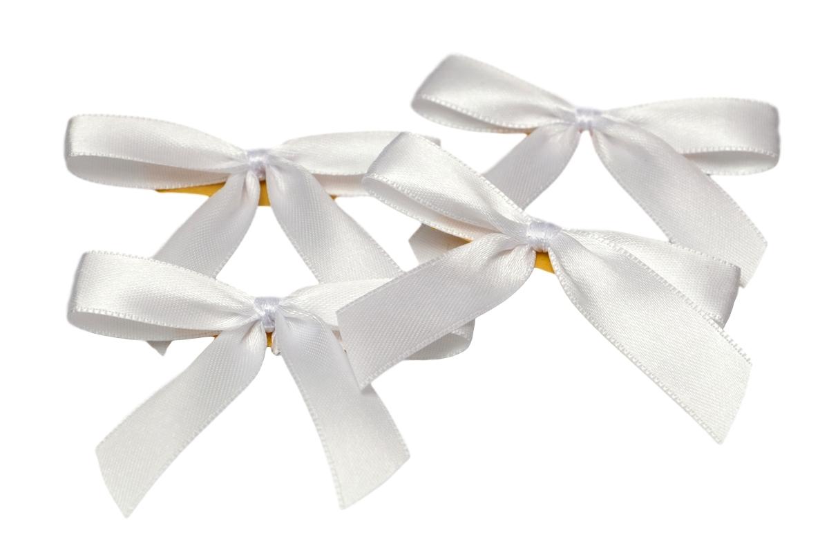 Fertigschleife 2-Flügel weiß 15mm 25 Stück