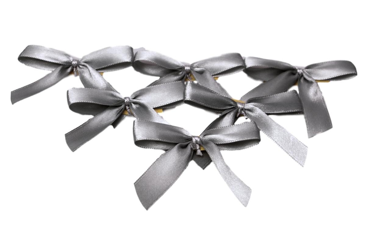 Fertigschleife 2-Flügel grau 15mm 25 Stück