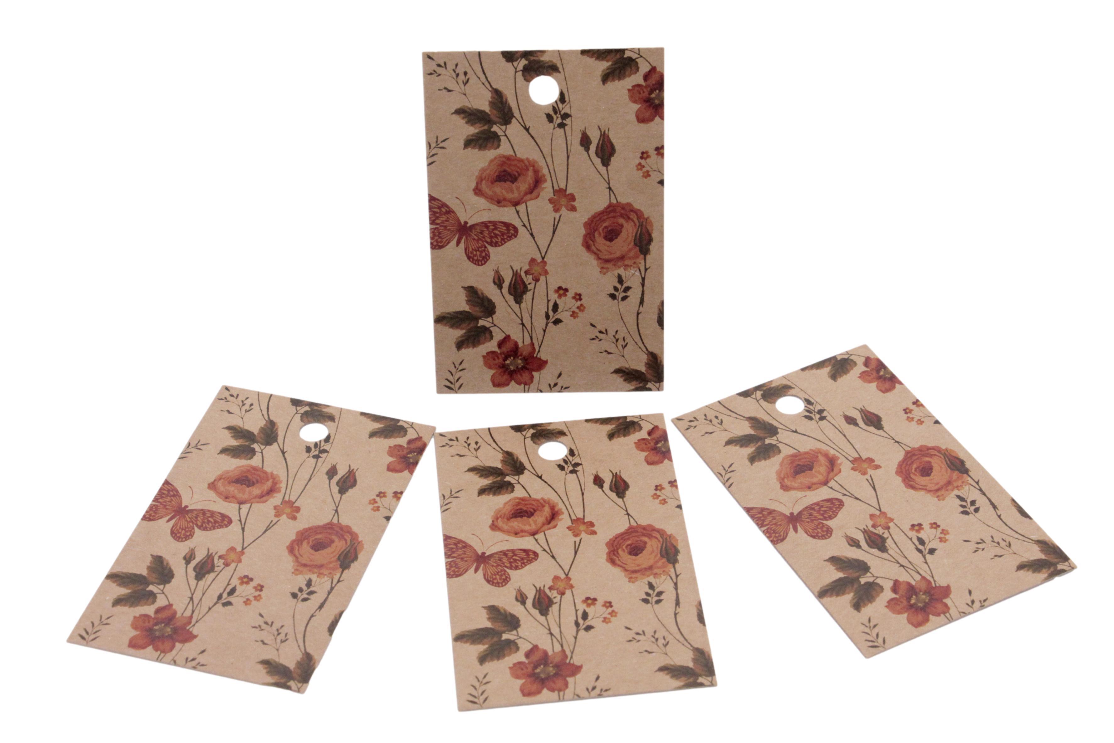 Geschenkanhänger Blumen und Schmetterling 20 Stück