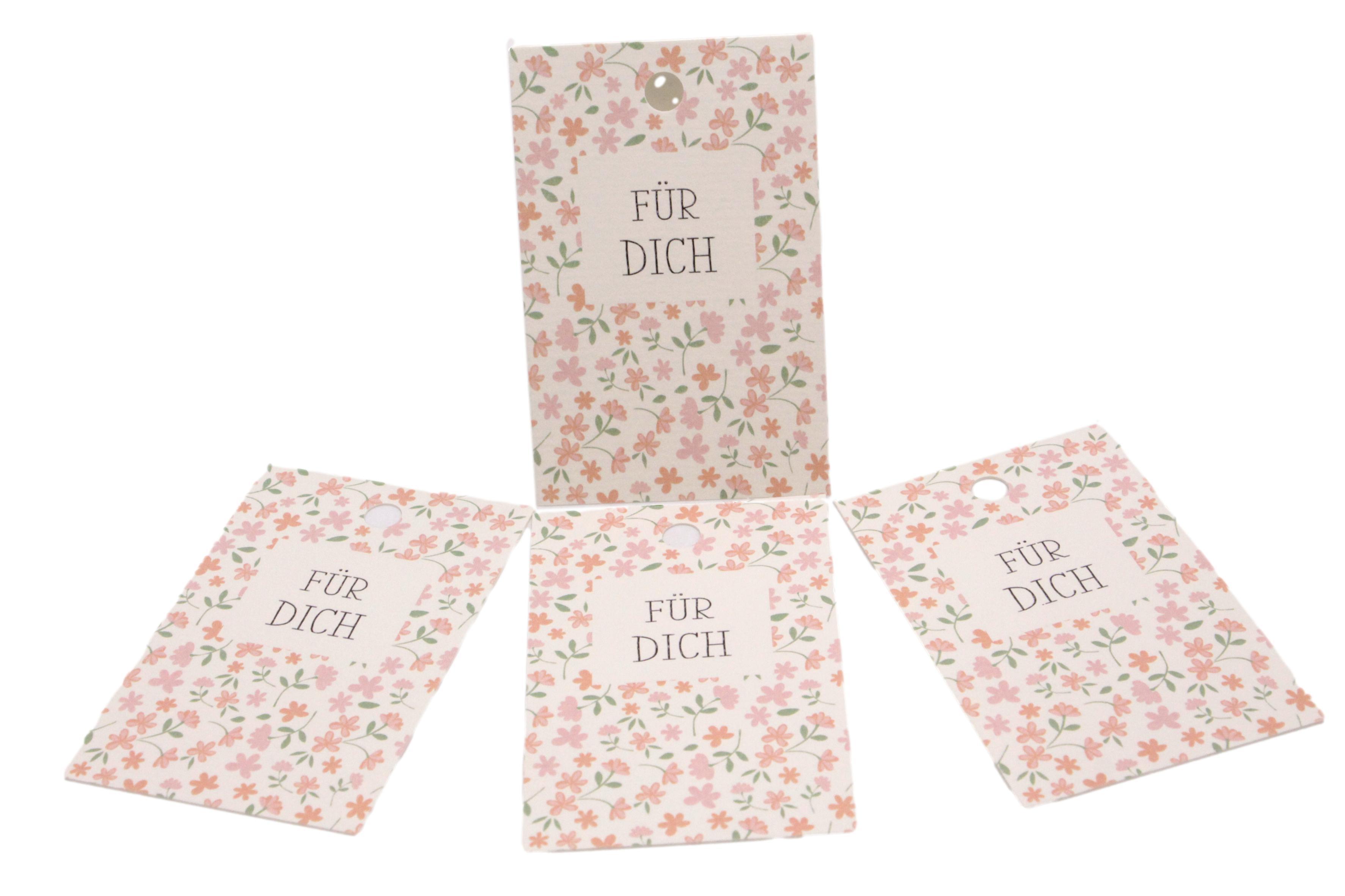 Geschenkanhänger "FÜR DICH" Blümchen und Blätter 16 Stück