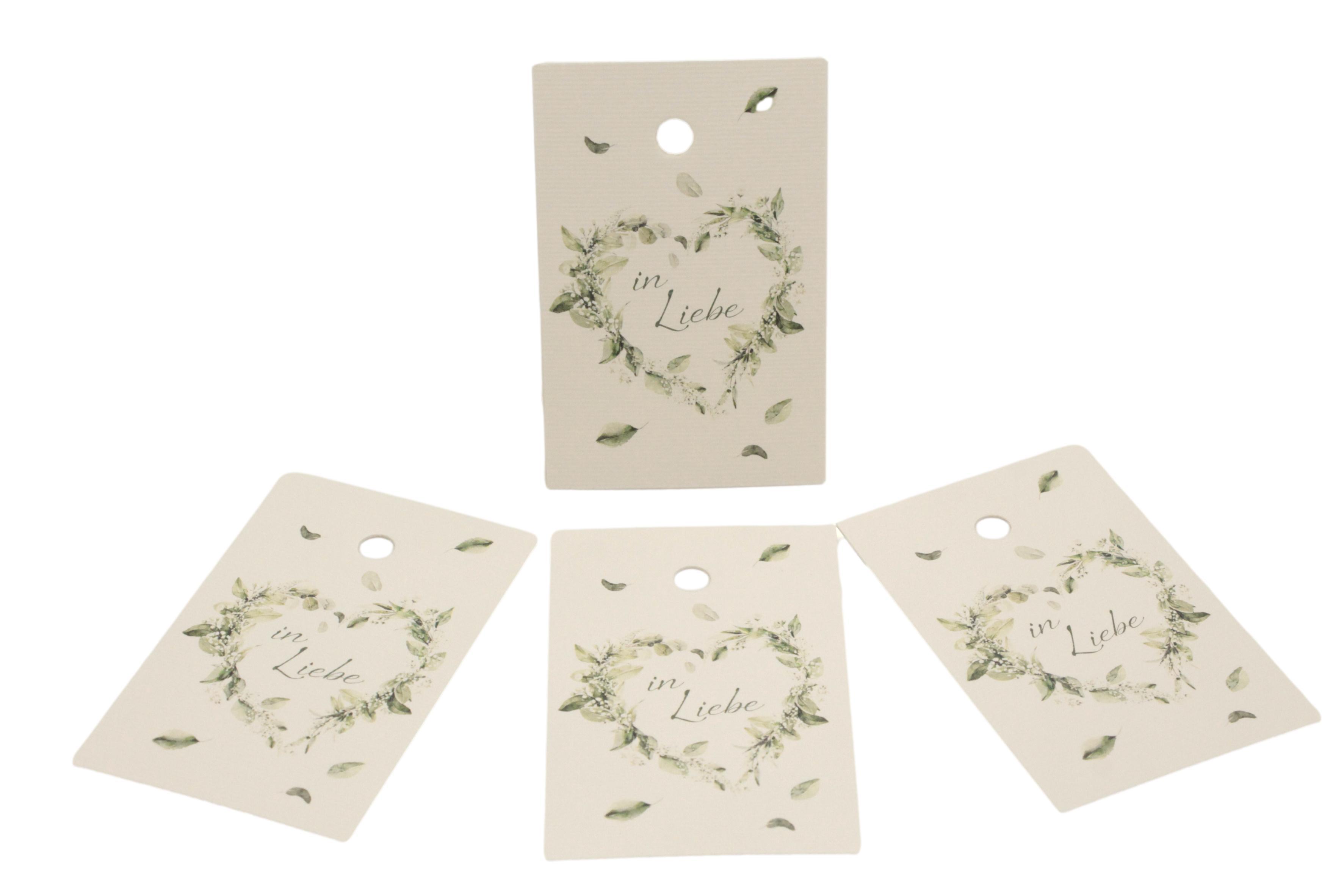 Geschenkanhänger "in Liebe" im Blätterherz 16 Stück