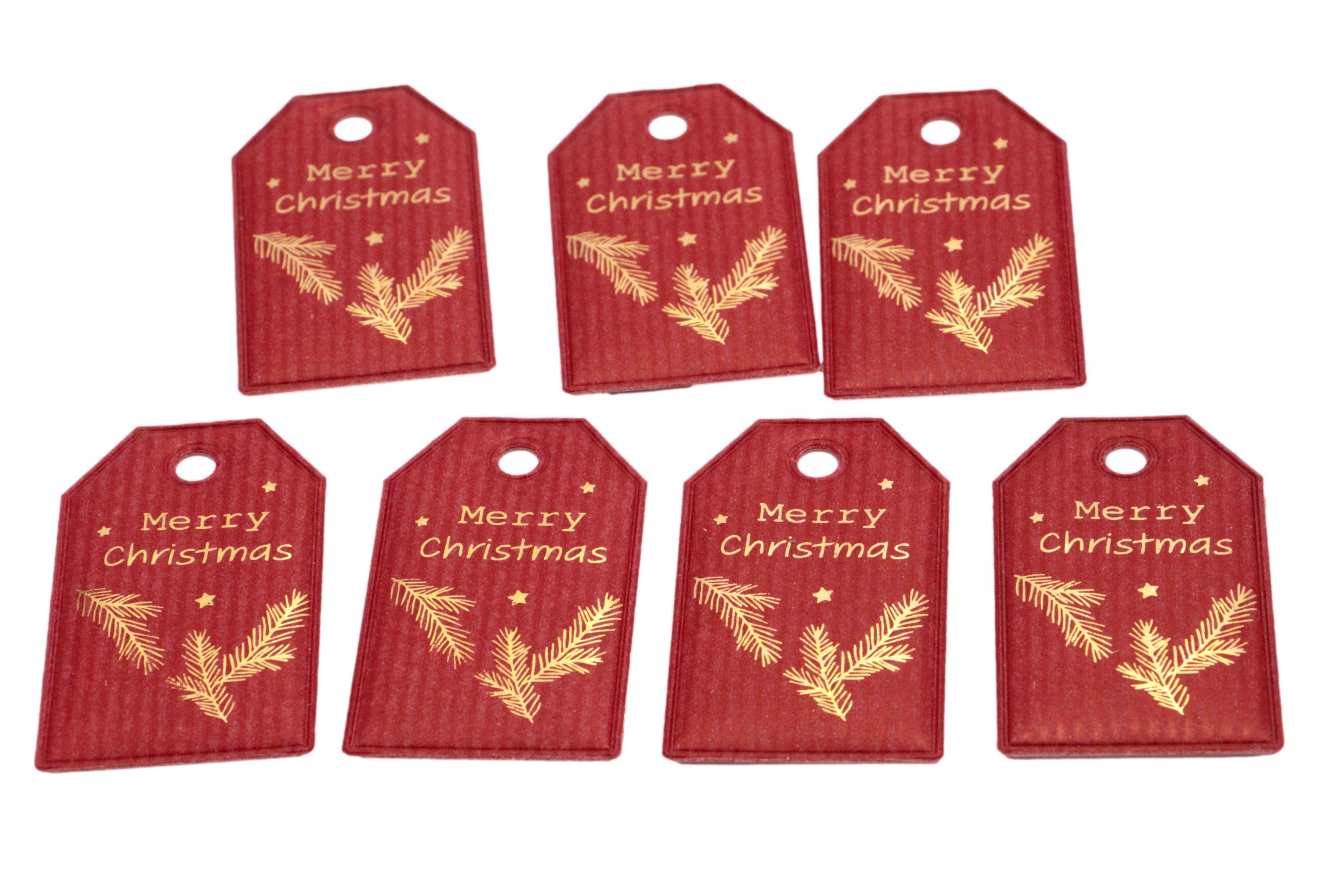 Geschenkanhänger Merry Christmas rot 16 Stück 3D