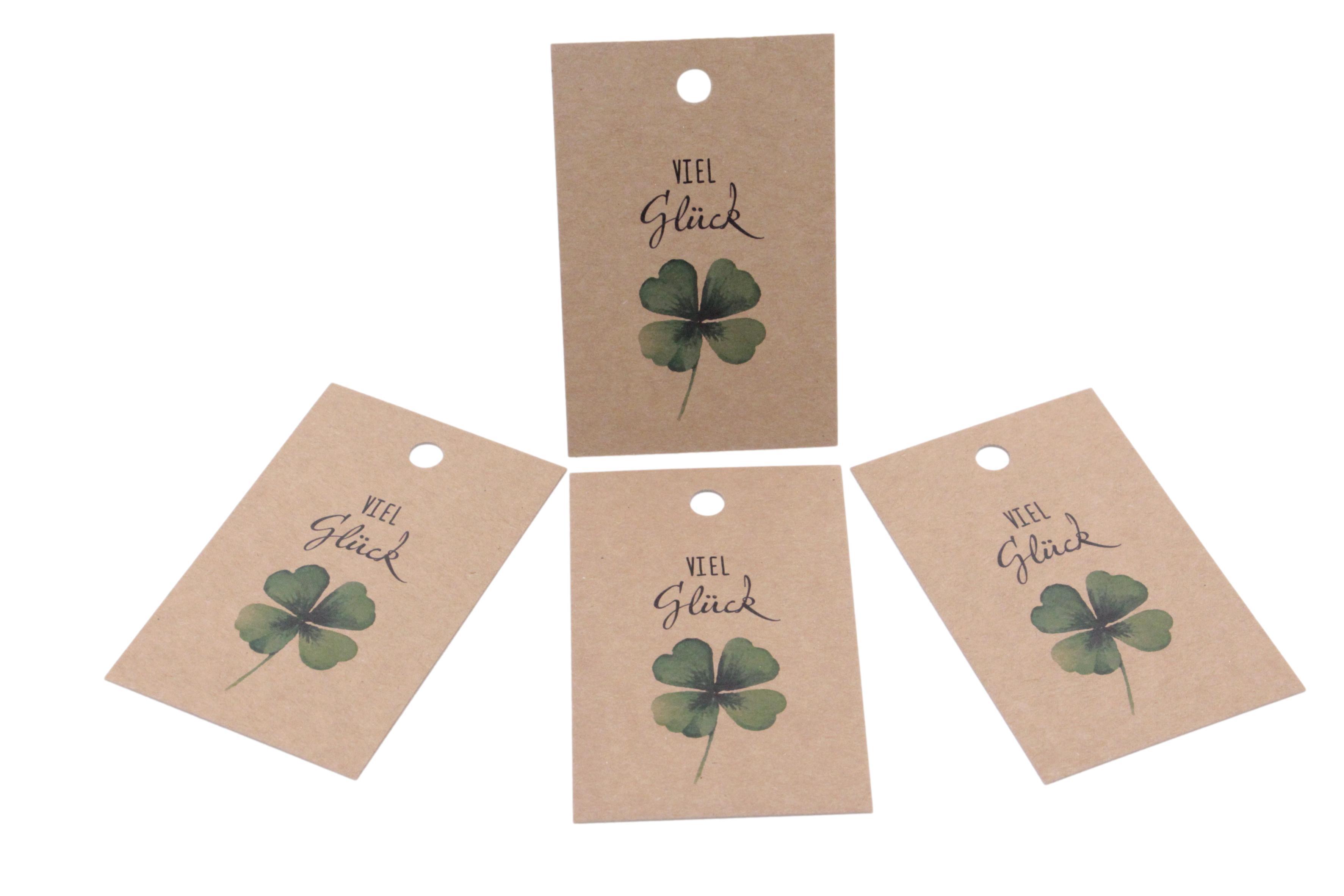 Geschenkanhänger "Viel Glück" / Glückskleeblatt 20 Stück