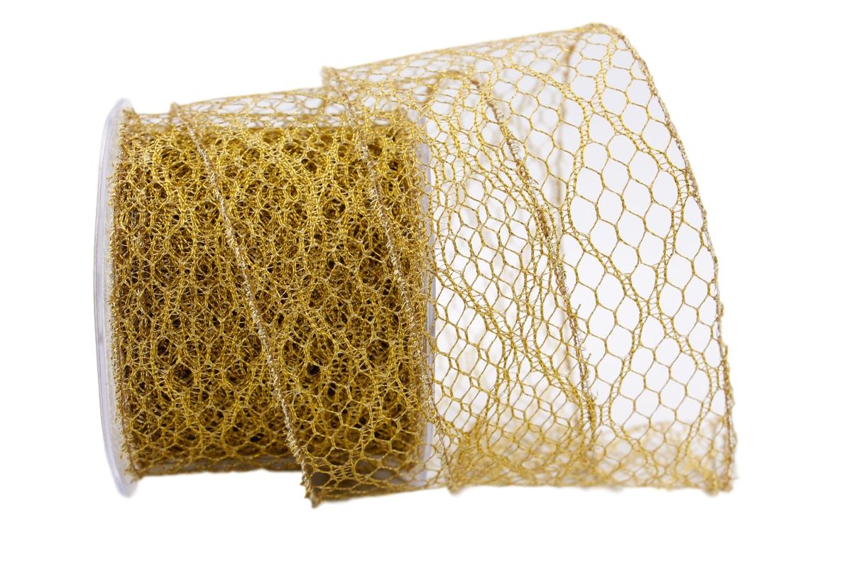 Gitterband Fence Gold mit Draht 70mm