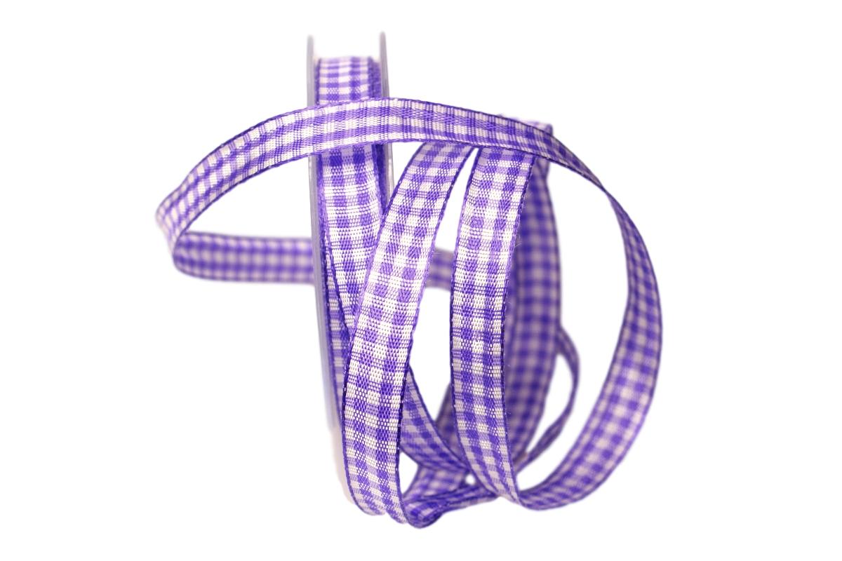 Karoband Landhauskaro flieder 15mm mit Draht