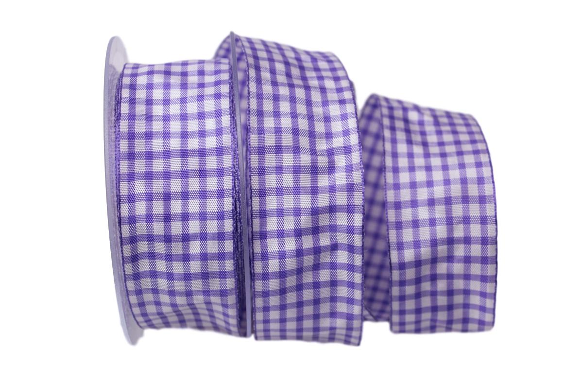 Karoband Landhauskaro flieder 40mm mit Draht