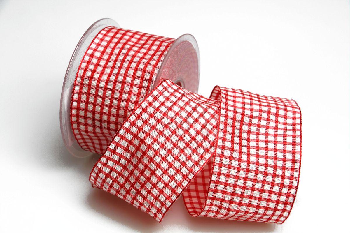 Karoband Landhauskaro rot 65mm mit Draht