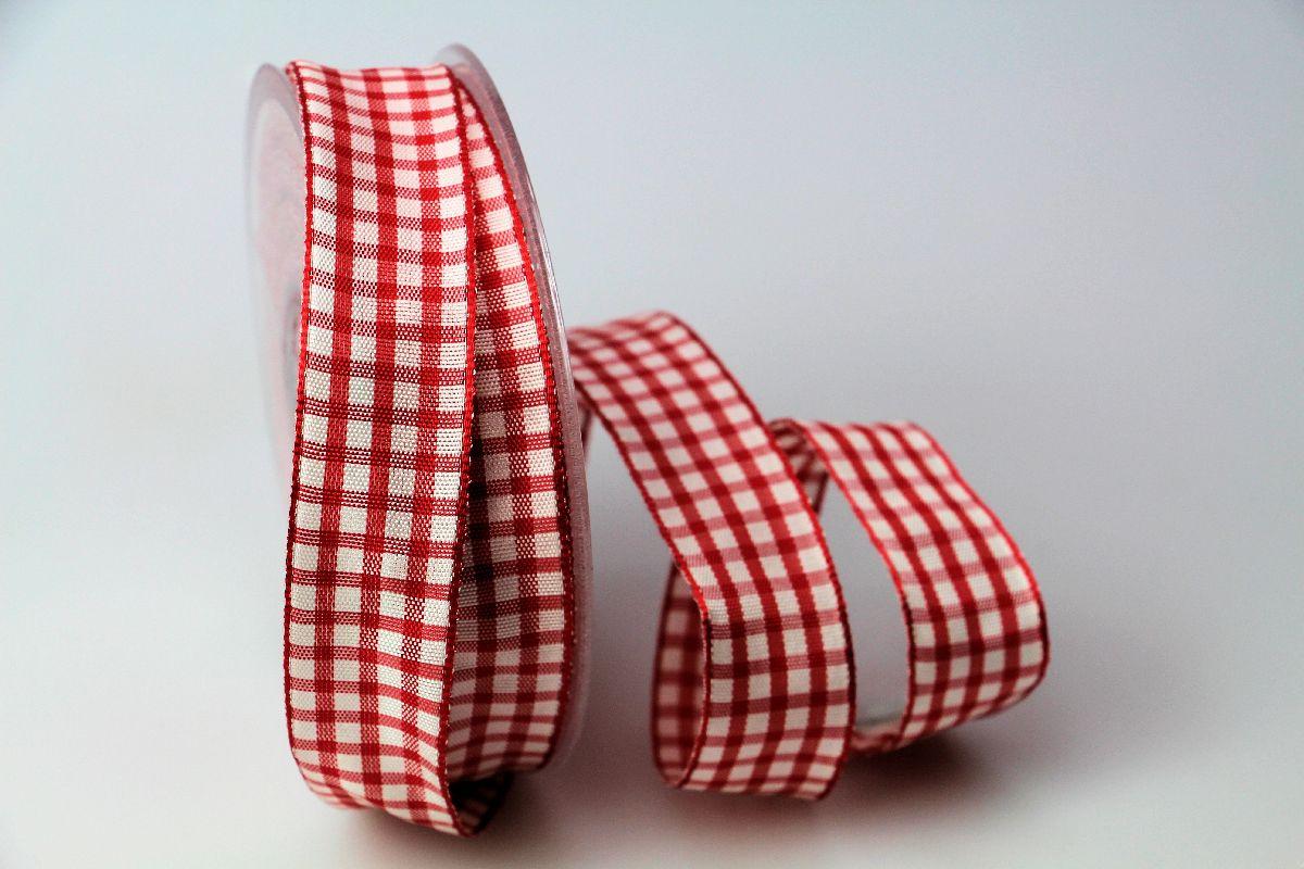 Karoband Landhauskaro Rot mit Draht 25mm jetzt günstig kaufen christa