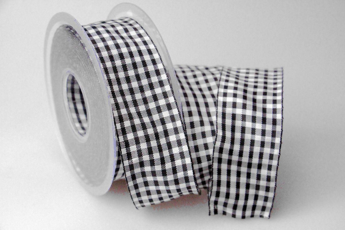 Karoband Landhauskaro Schwarz mit Draht 40mm