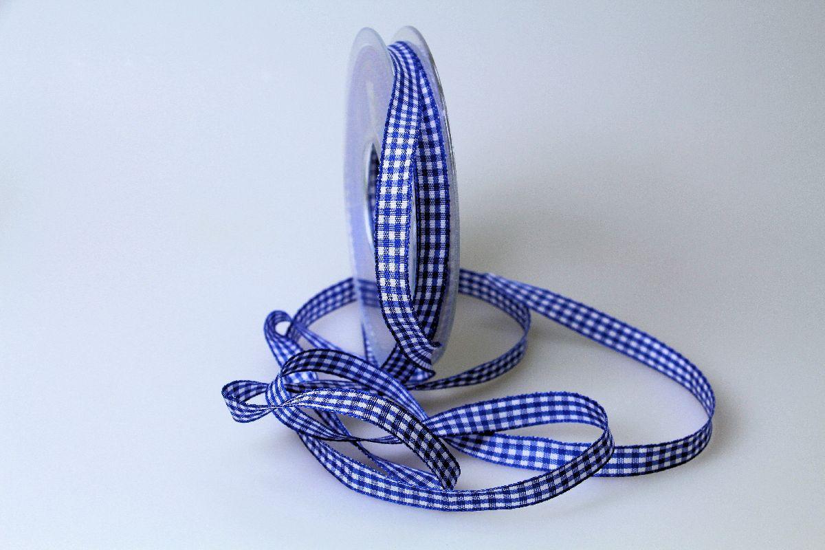 Karoband Landhauskarobändchen Blau ohne Draht 10mm