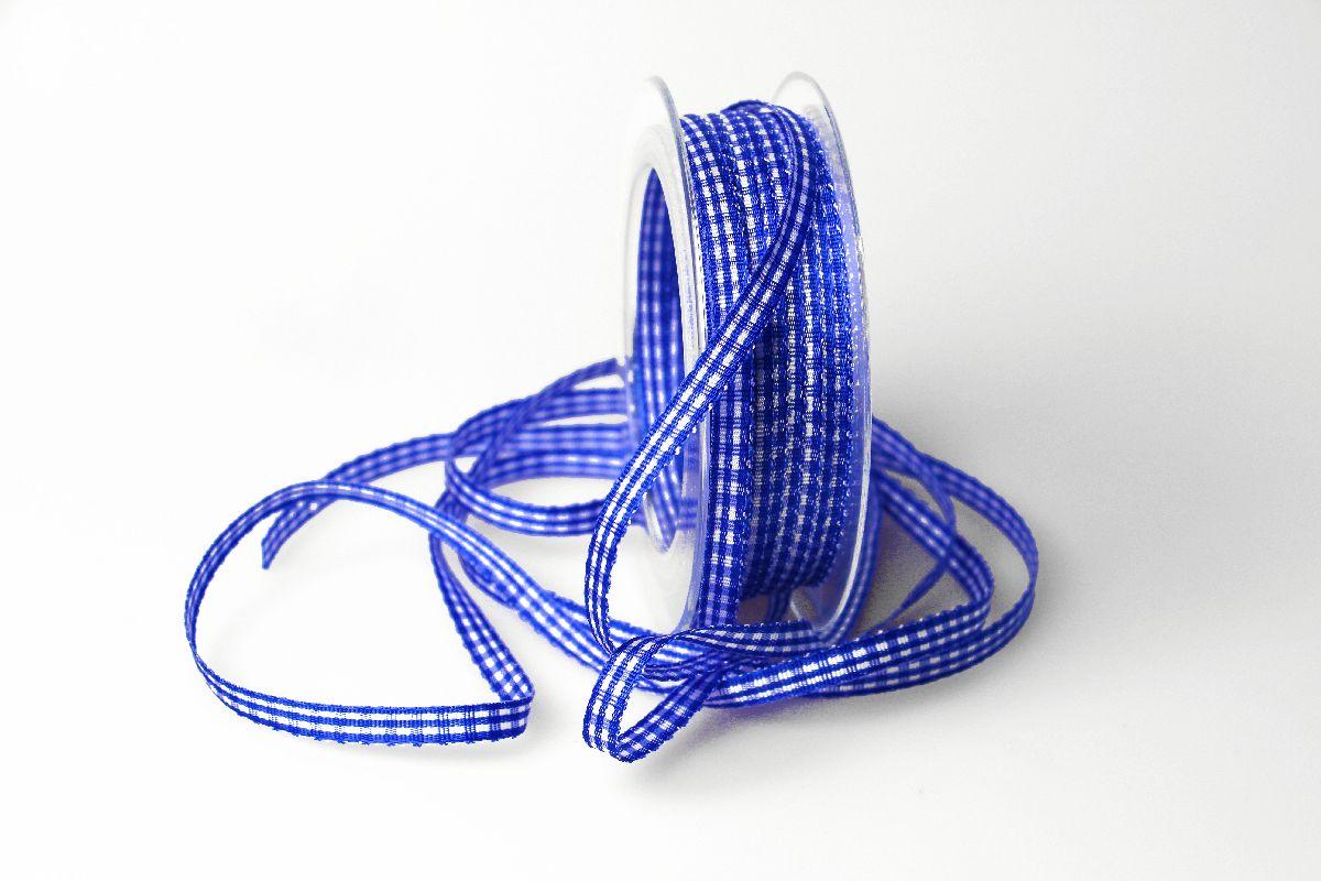 Karoband Landhauskarobändchen Blau ohne Draht 6mm