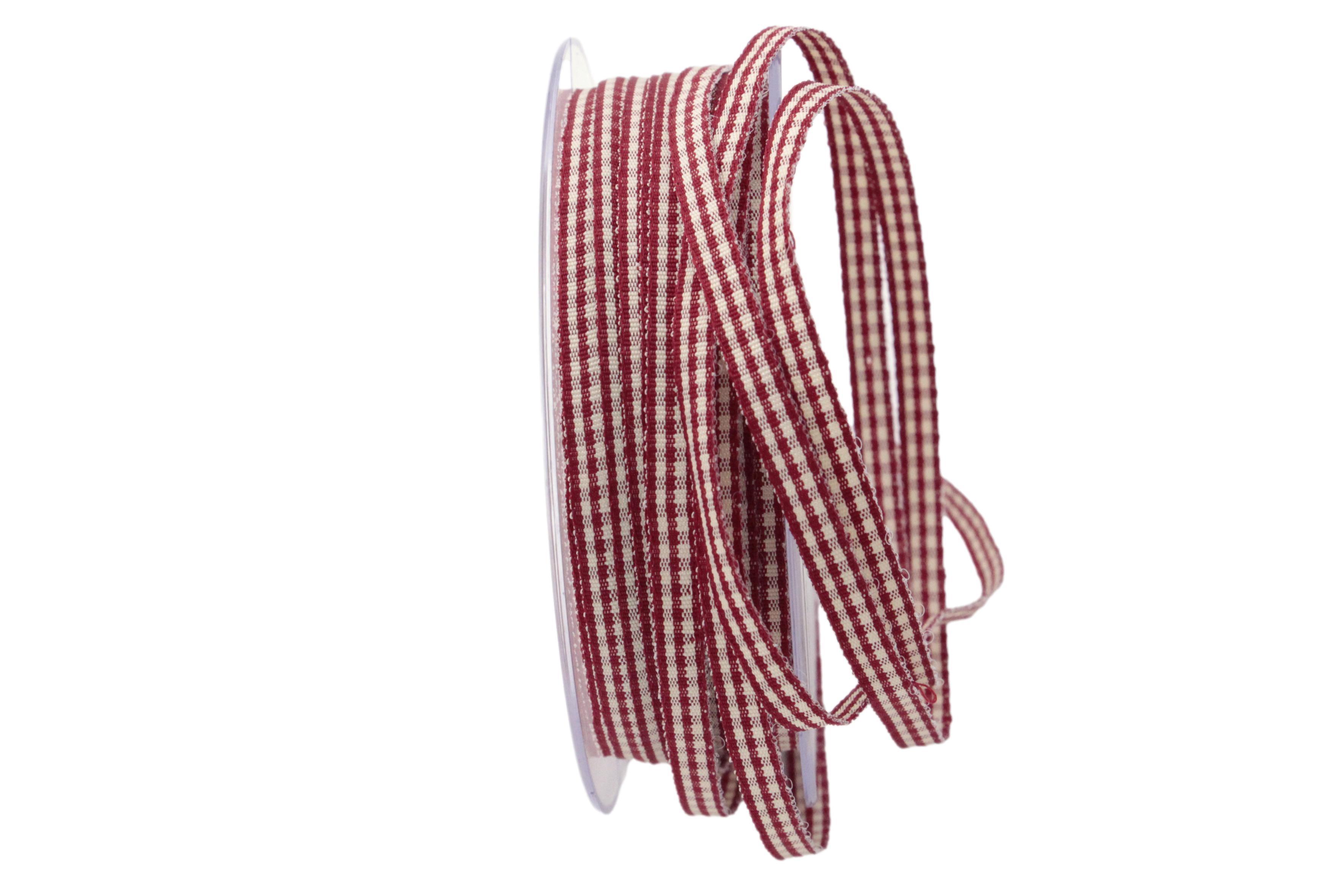 Karoband Landhauskarobändchen Bordeaux ohne Draht 6mm