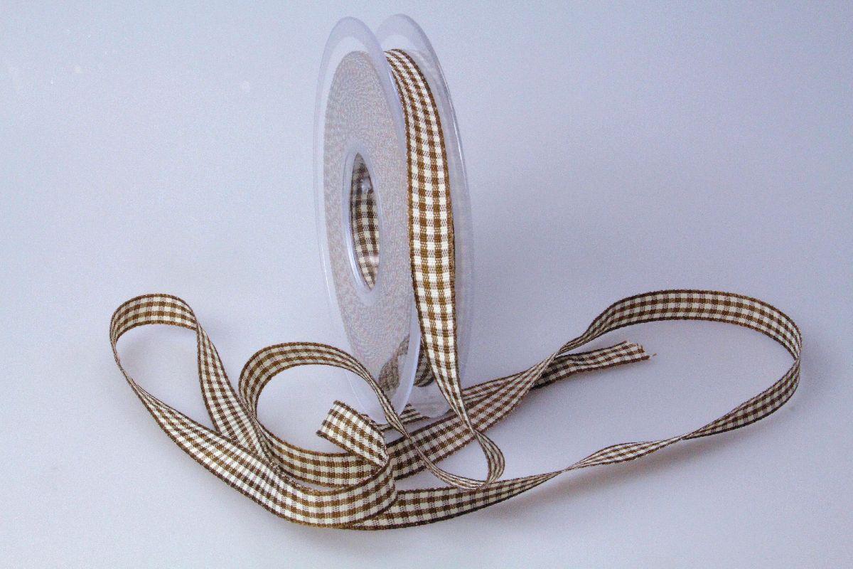 Karoband Landhauskarobändchen Braun ohne Draht 10mm