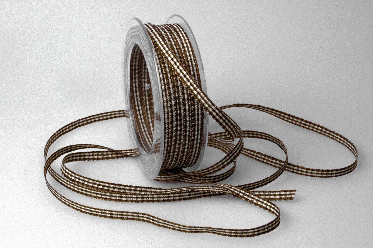 Karoband Landhauskarobändchen Braun ohne Draht 6mm