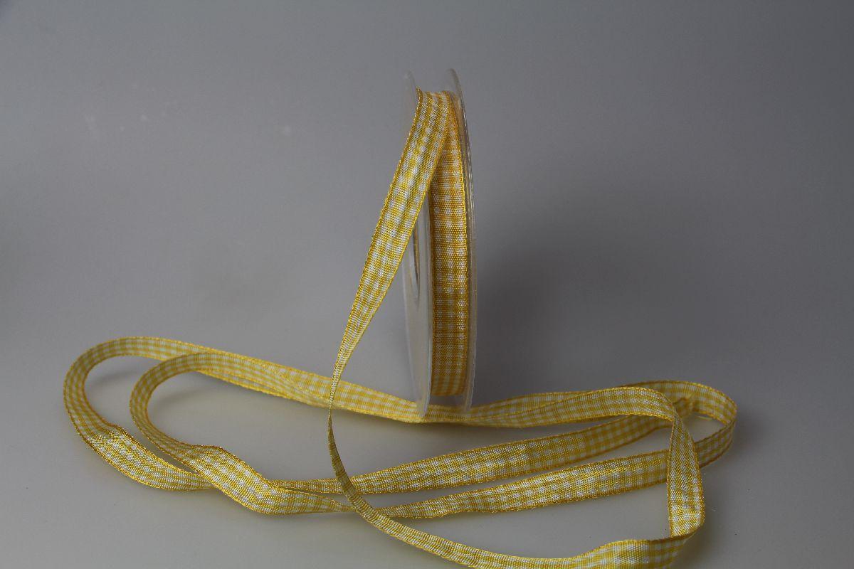 Karoband Landhauskarobändchen Gelb ohne Draht 10mm