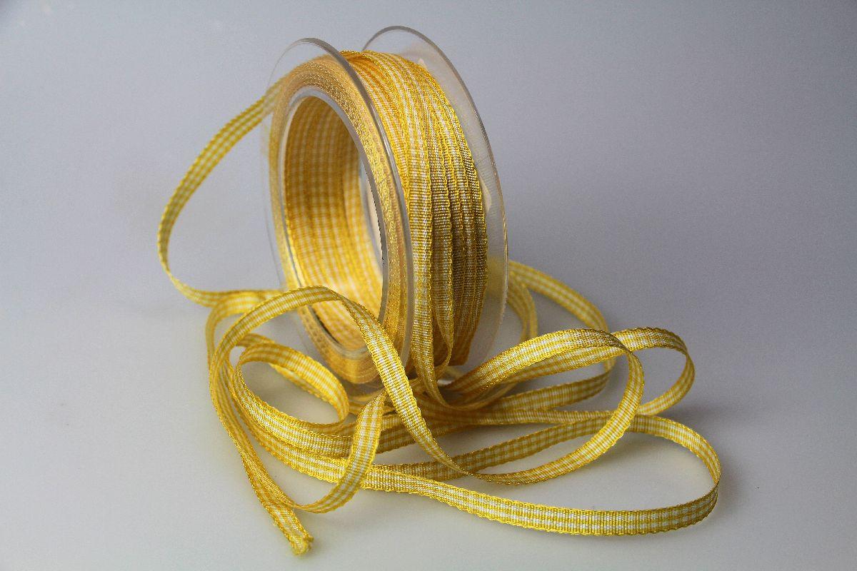 Karoband Landhauskarobändchen Gelb ohne Draht 6mm