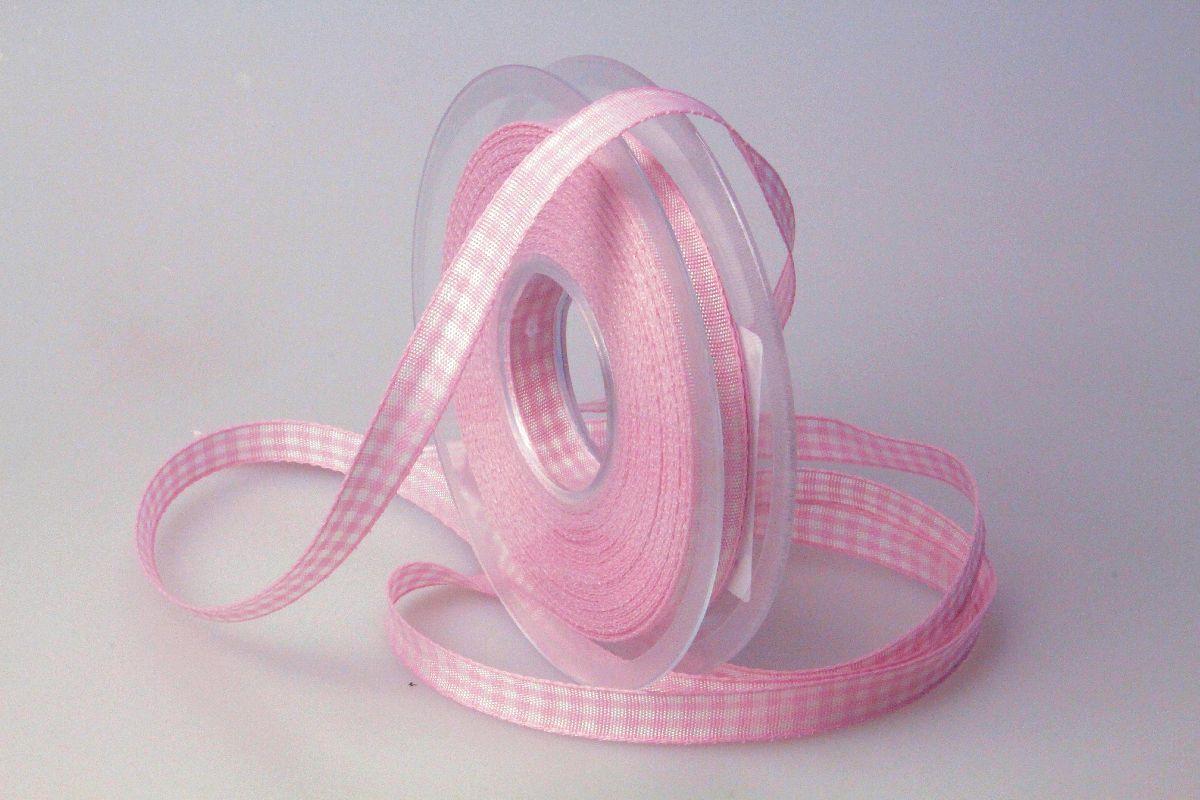 Karoband Landhauskarobändchen Rosa ohne Draht 10mm