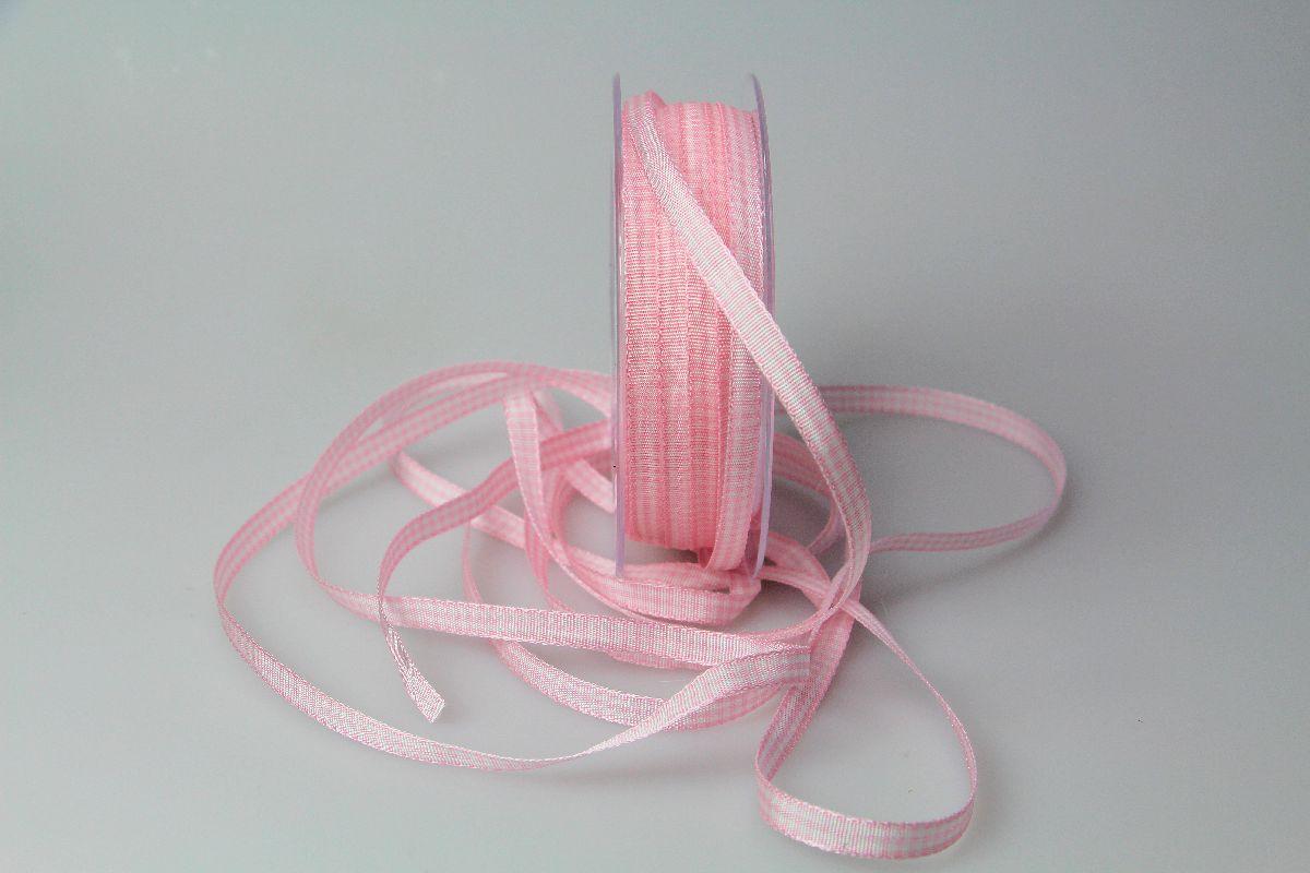 Karoband Landhauskarobändchen Rosa ohne Draht 6mm