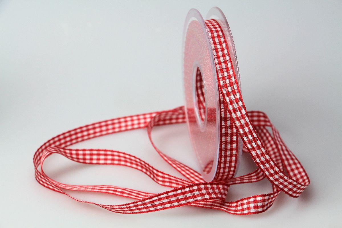 Karoband Landhauskarobändchen Rot ohne Draht 10mm