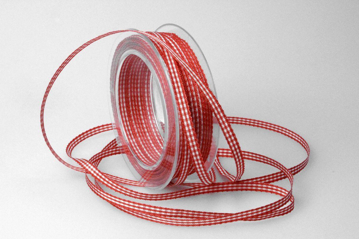 Karoband Landhauskarobändchen Rot ohne Draht 6mm