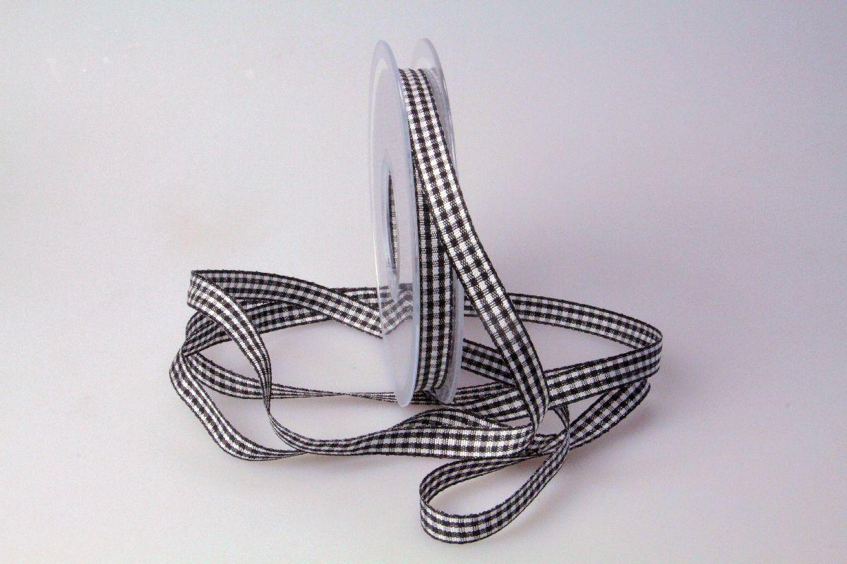 Karoband Landhauskarobändchen Schwarz ohne Draht 10mm