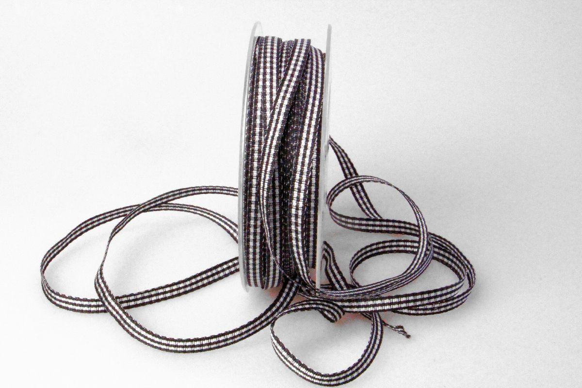 Karoband Landhauskarobändchen Schwarz ohne Draht 6mm