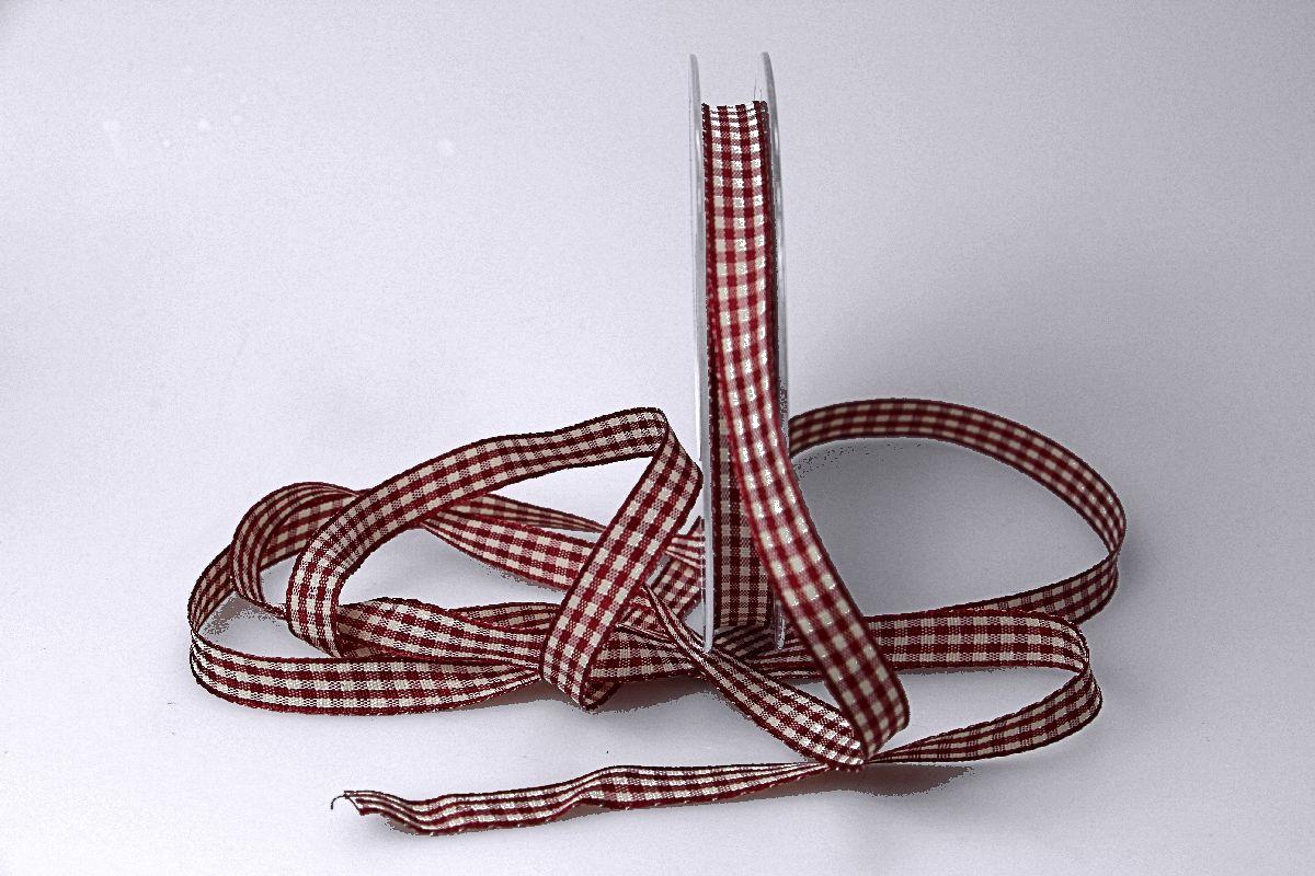 Karoband Landhauskarobändchen Bordeaux ohne Draht 10mm