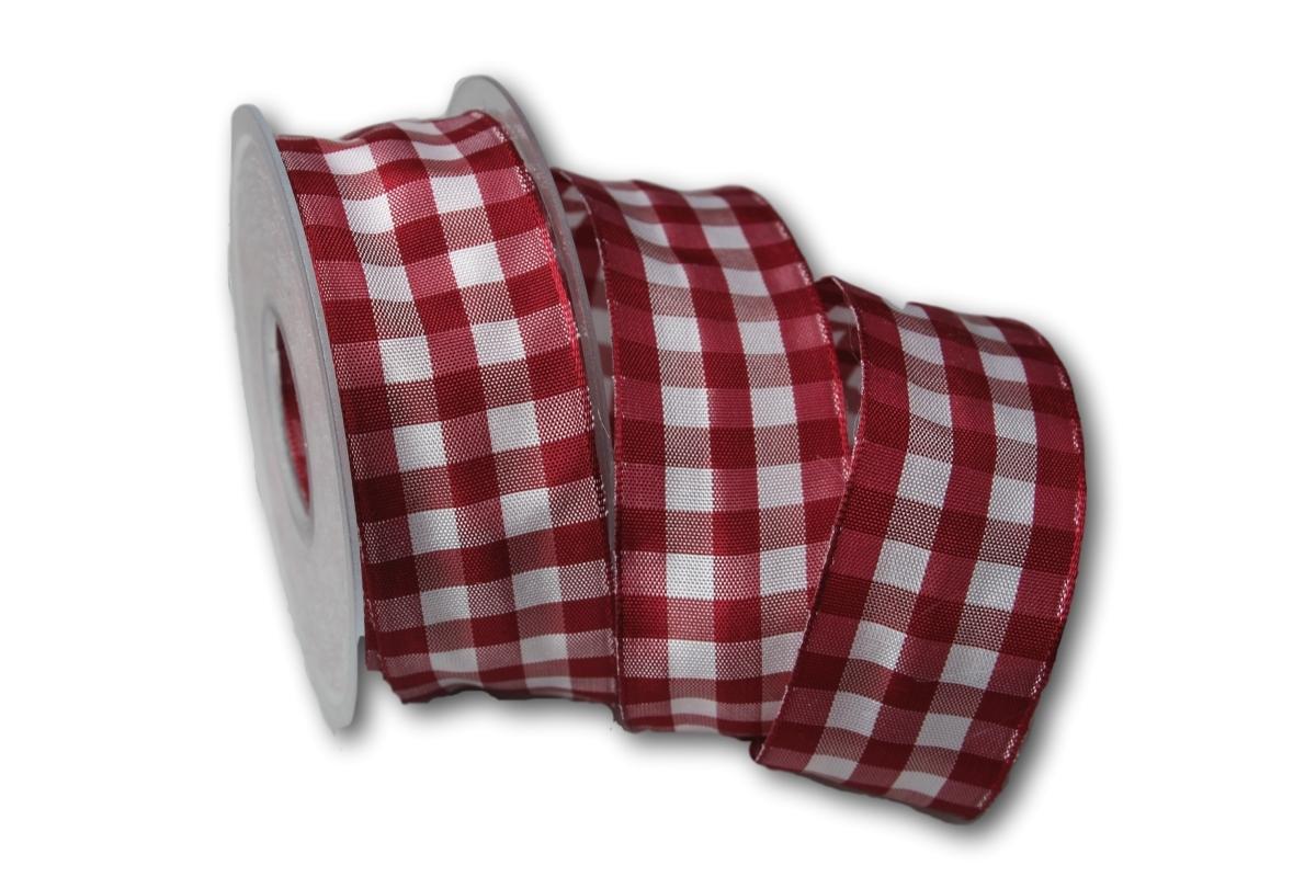 Karoband Vichykaro bordeaux 40mm mit Draht