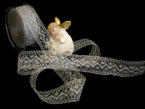 Weihnachtsband "Mustergitter" Silber ohne Draht 40mm